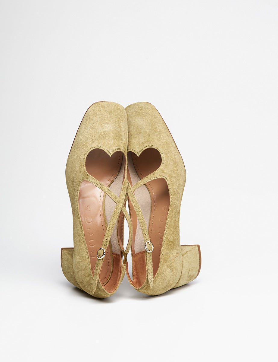 decollete cinturino velour cuore safari grigio - a.bocca - decollete tacco