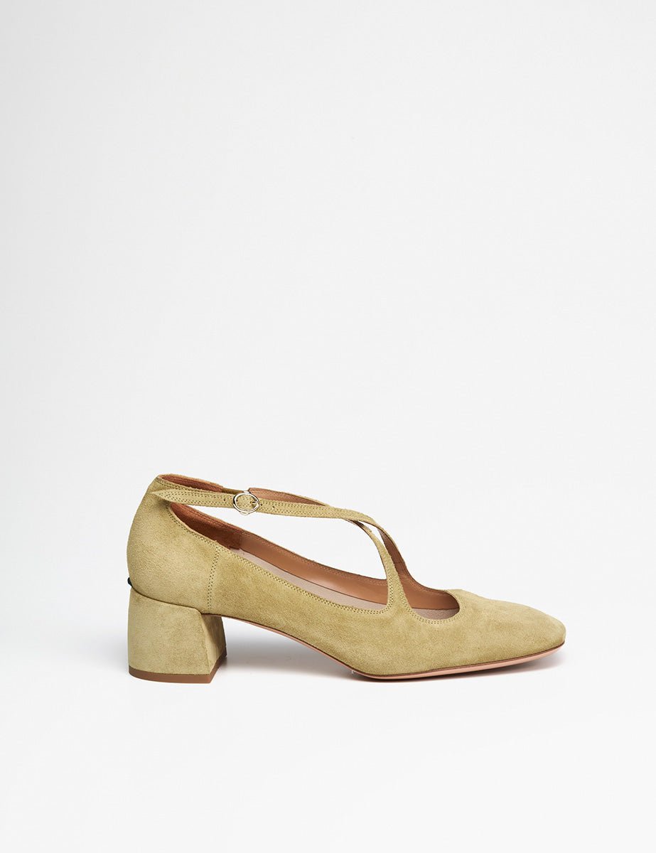 decollete cinturino velour cuore safari grigio - a.bocca - decollete tacco