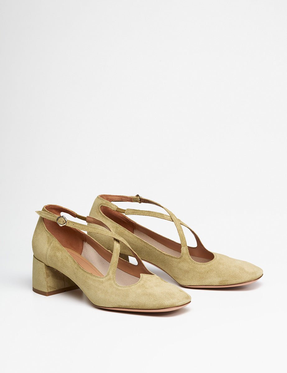 decollete cinturino velour cuore safari grigio - a.bocca - decollete tacco