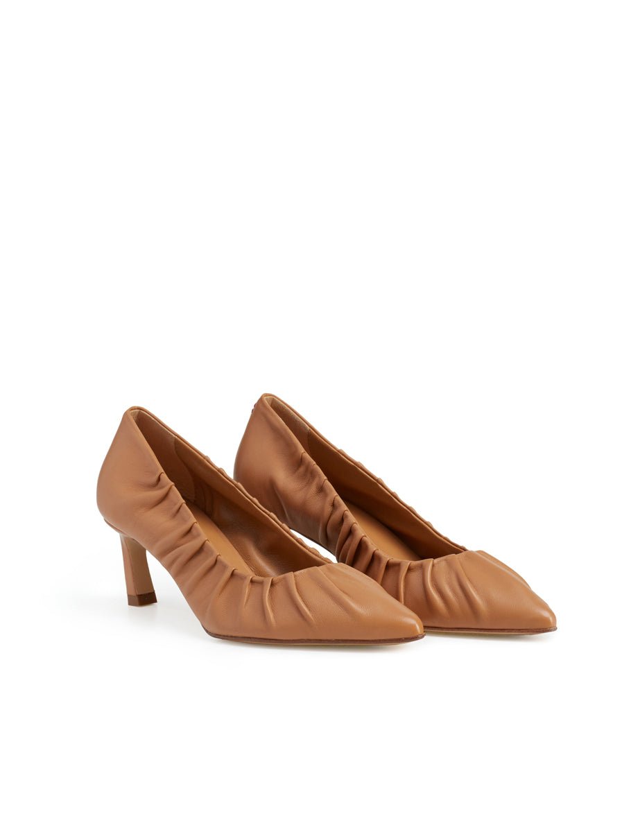 decollete nappa drappeggio caramel - halmanera - decollete tacco