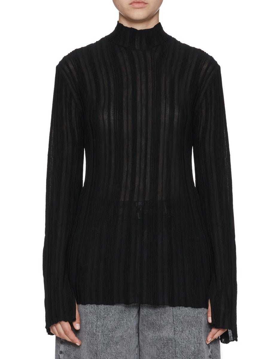 dolcevita coste in rilievo nero - alysi - maglia