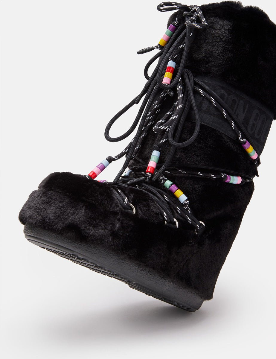 doposci faux fur beads nero - moon boot - doposci