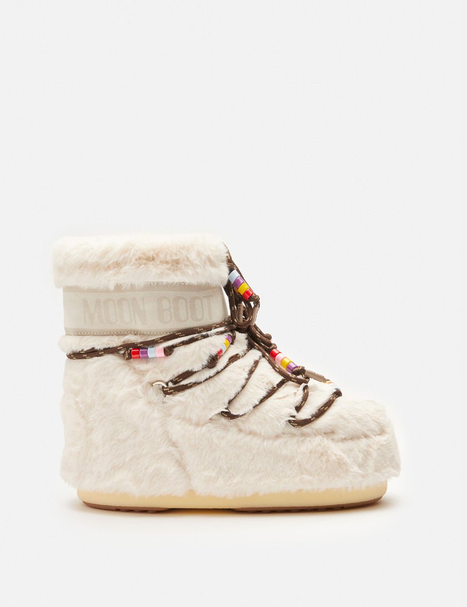 doposci low faux fur beads cream - moon boot - doposci