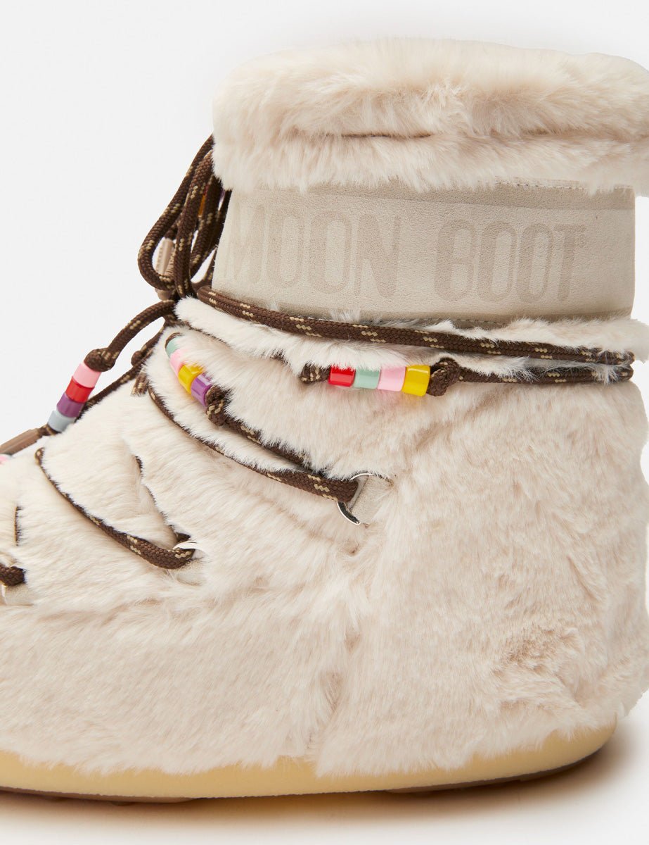 doposci low faux fur beads cream - moon boot - doposci