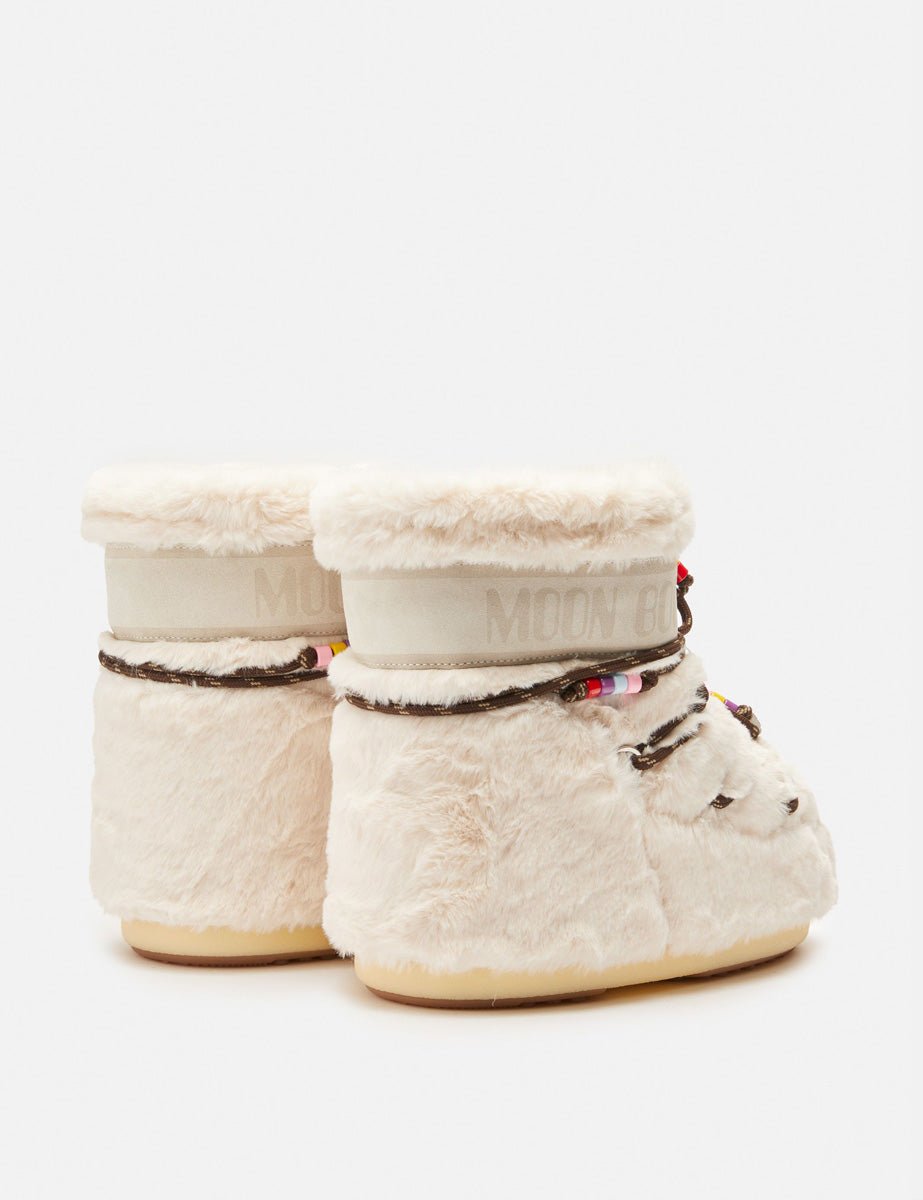 doposci low faux fur beads cream - moon boot - doposci