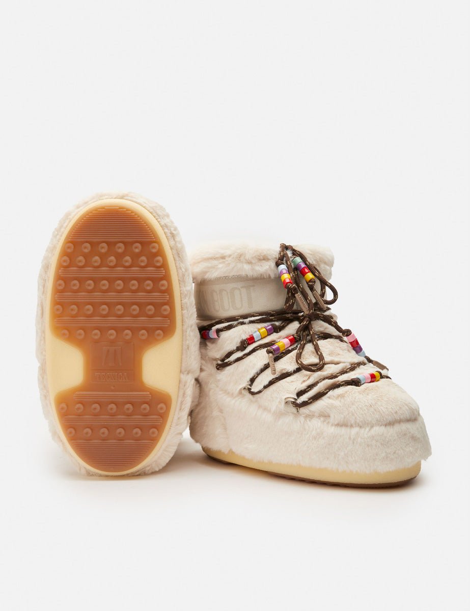 doposci low faux fur beads cream - moon boot - doposci