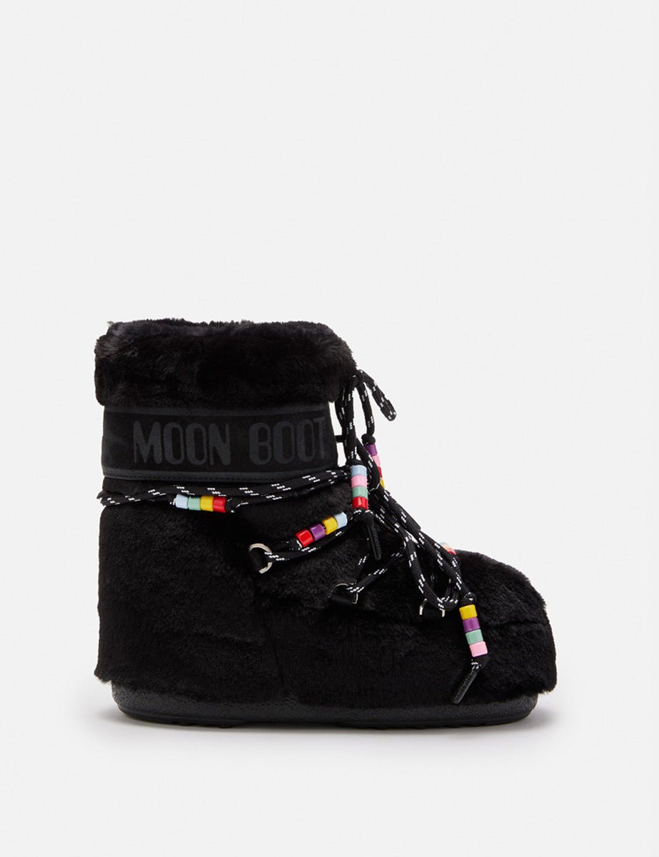 doposci low faux fur beads nero - moon boot - doposci