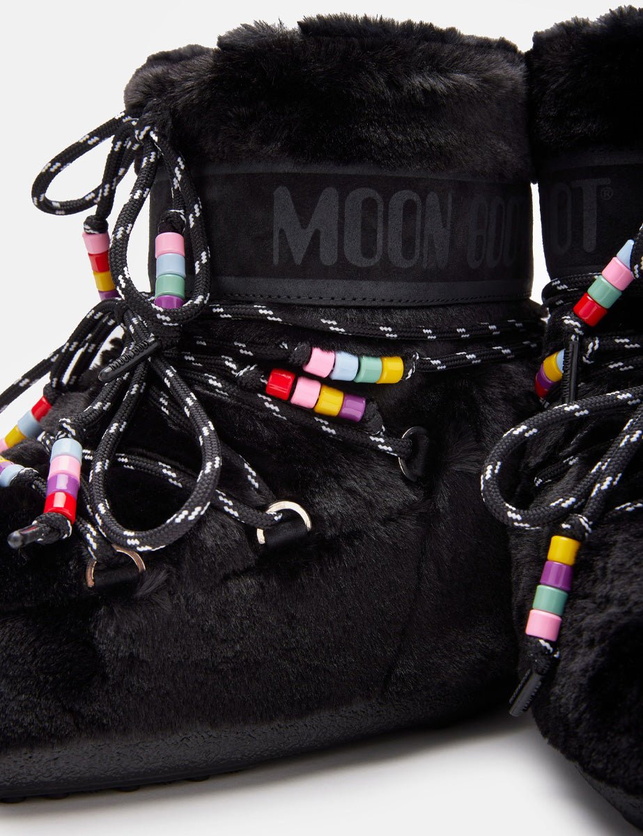 doposci low faux fur beads nero - moon boot - doposci