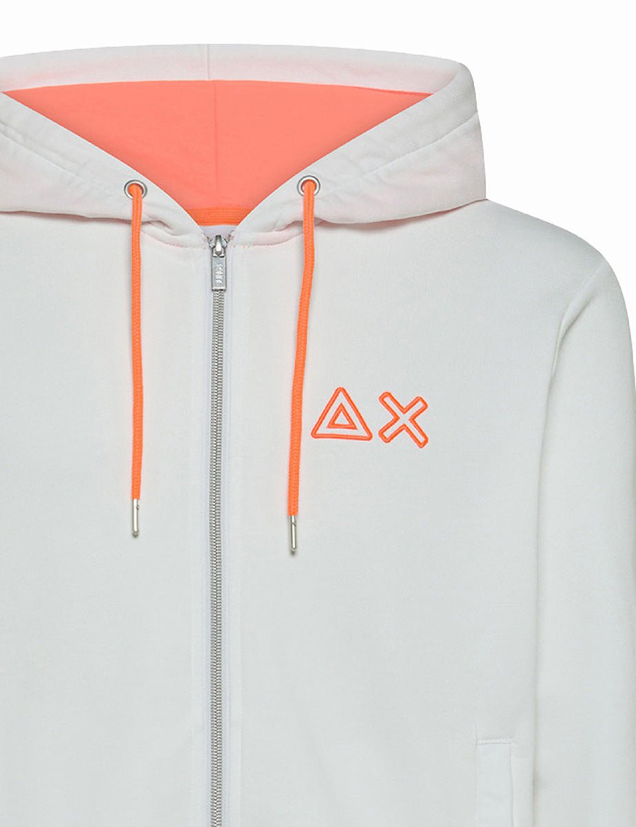 felpa cappuccio inserti fluo bianco - sun68 - felpa