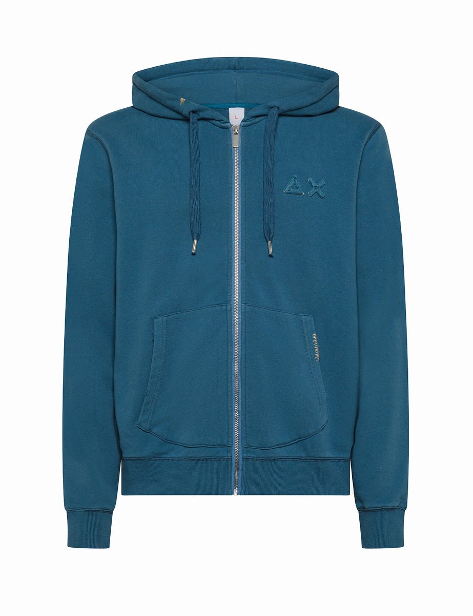 felpa cappuccio vintage broken avio scuro - sun68 - felpa