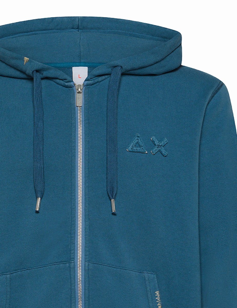 felpa cappuccio vintage broken avio scuro - sun68 - felpa