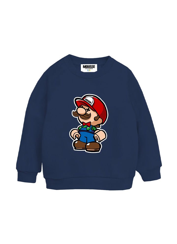 felpa girocollo super mario blu - mousse - felpa