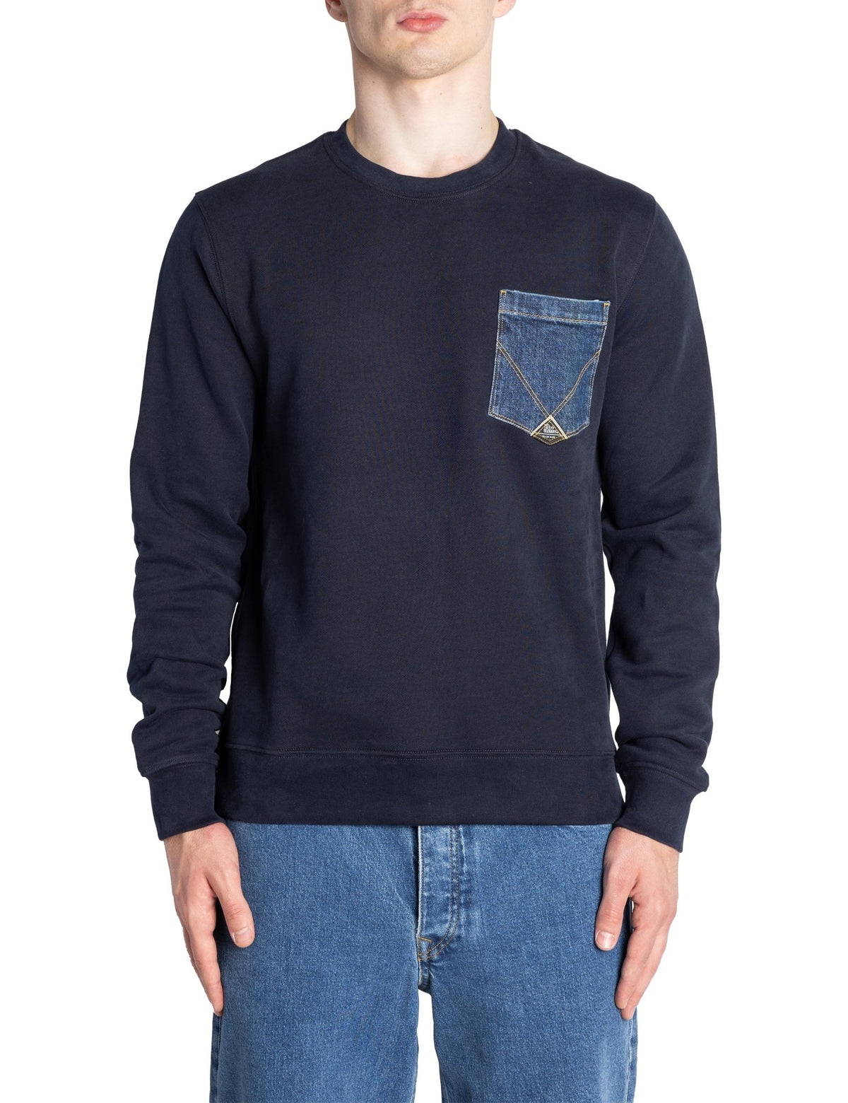 felpa girocollo taschino blu navy - roy rogers - felpa