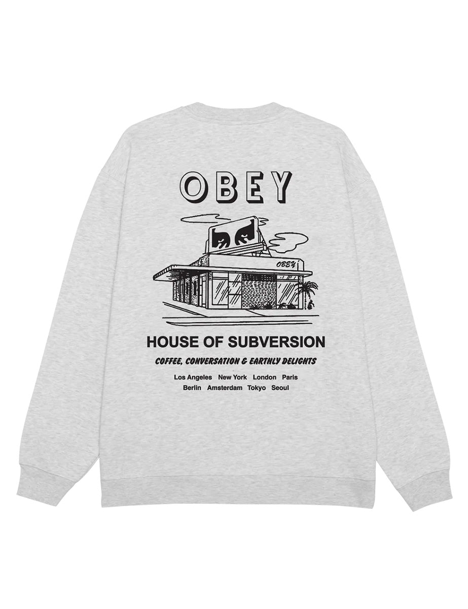 felpa house of subversion heather grey - obey - felpa