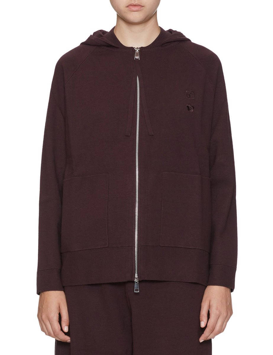 felpa maglia zip cappuccio cioccolato - beatrice b - felpa
