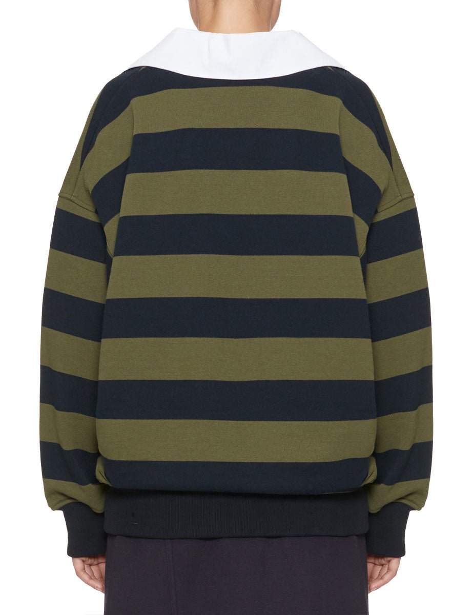felpa over collo polo stripes verde blu - n21 alessandro dell'acqua - felpa