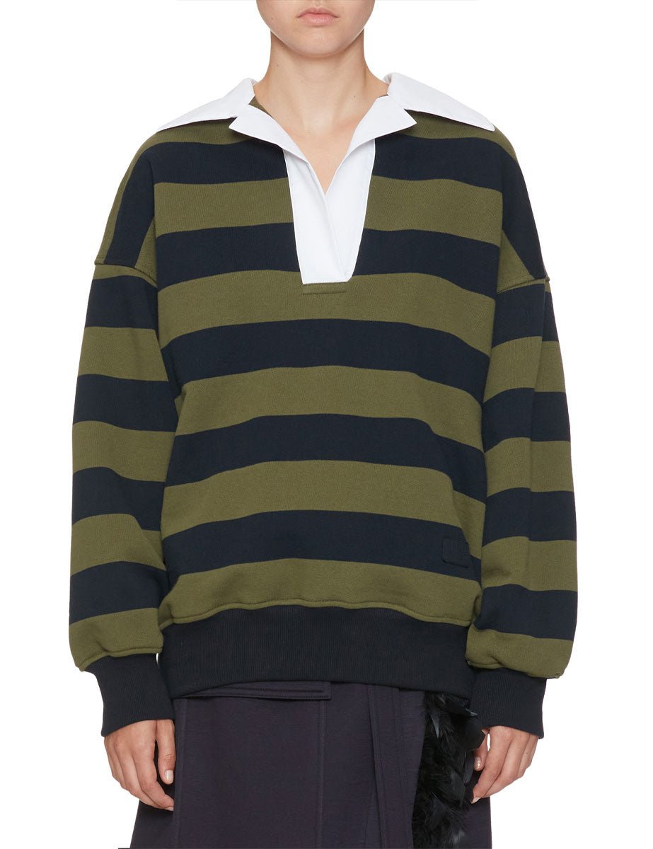 felpa over collo polo stripes verde blu - n21 alessandro dell'acqua - felpa
