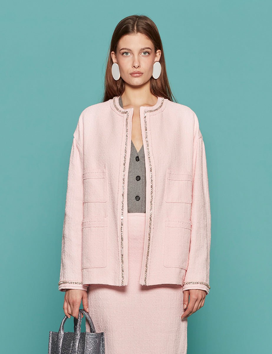 giacca boucle strass rosa - n21 alessandro dell'acqua - giacca