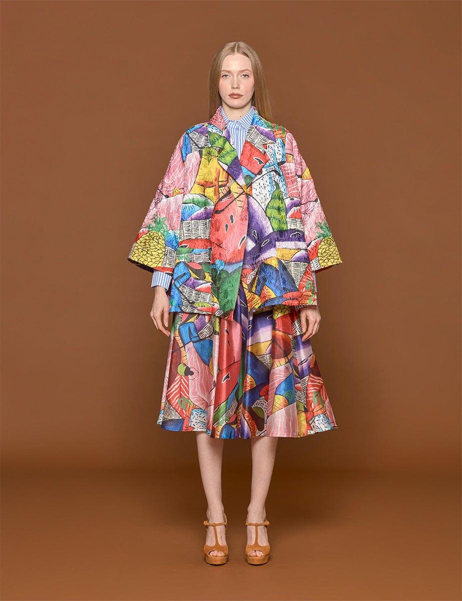 giacca caban fantasia rosa viola - stella jean - giacca