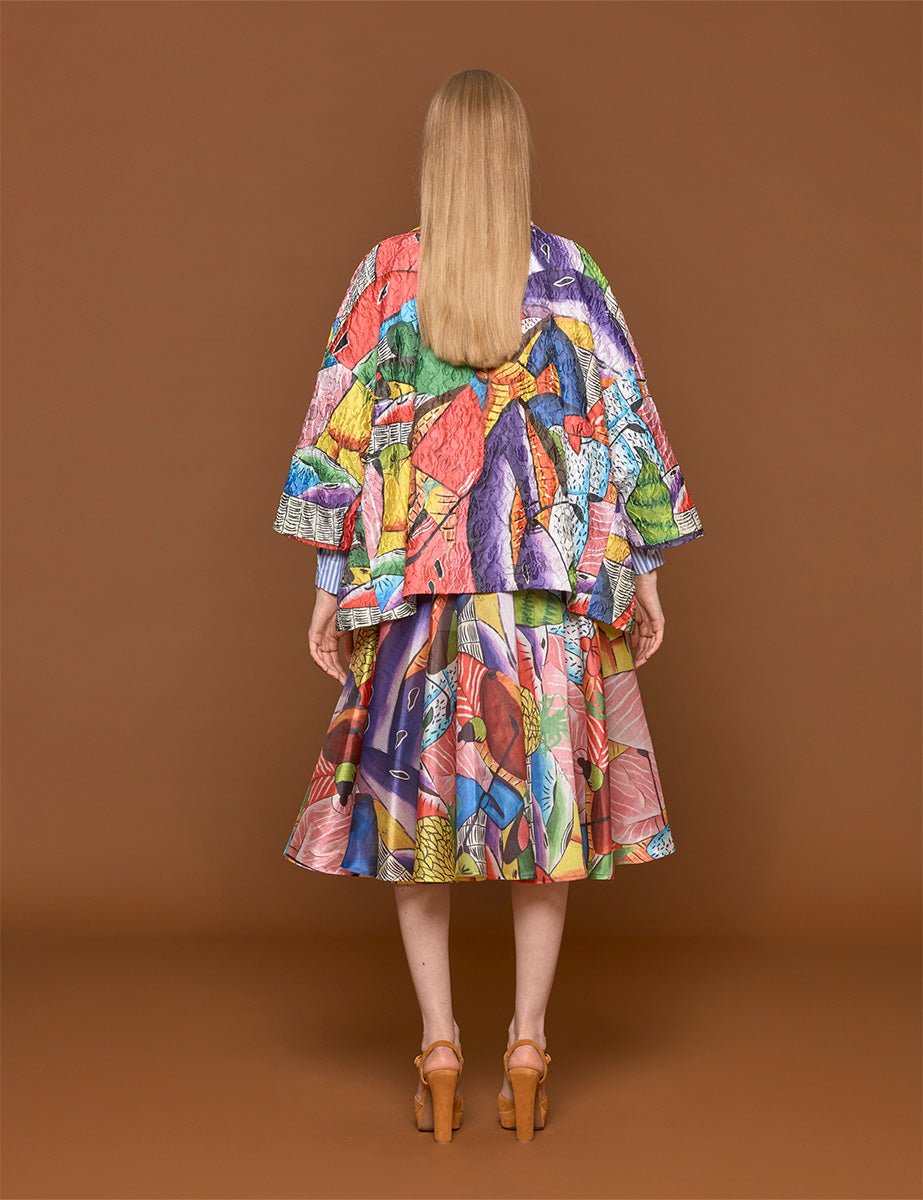 giacca caban fantasia rosa viola - stella jean - giacca