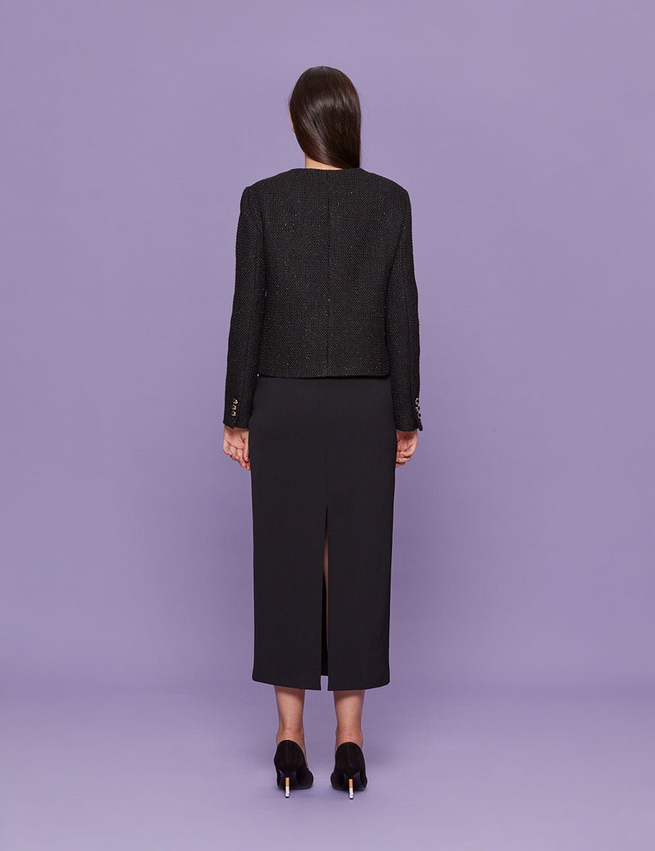 giacca cropped boucle nero lurex - blufrida - giacca