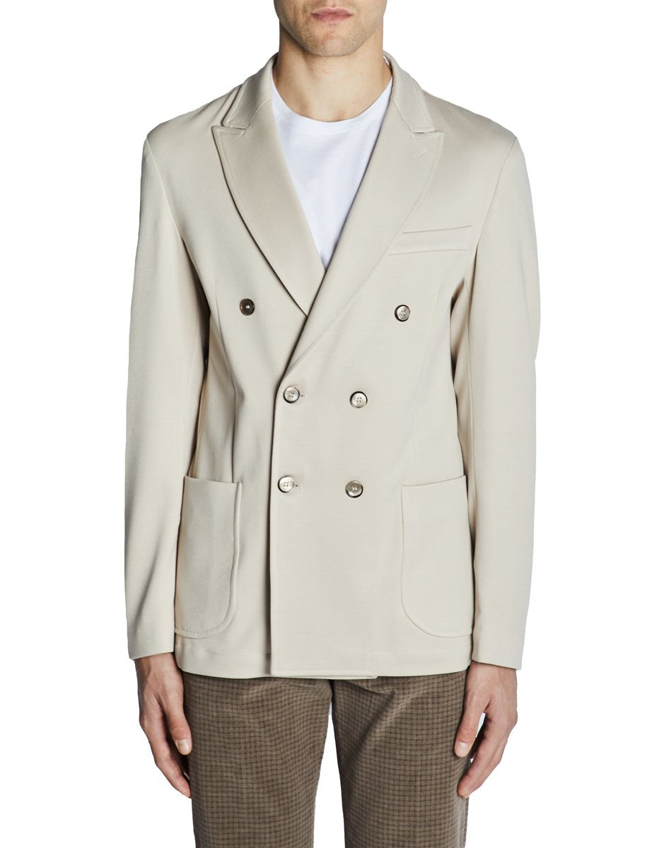 giacca doppiopetto jersey beige - blufrida - blazer