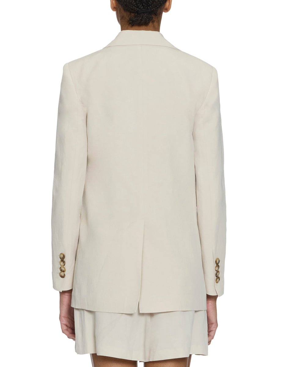 giacca doppiopetto misto lino gesso - blufrida - giacca