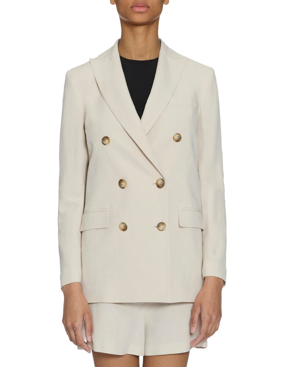 giacca doppiopetto misto lino gesso - blufrida - giacca