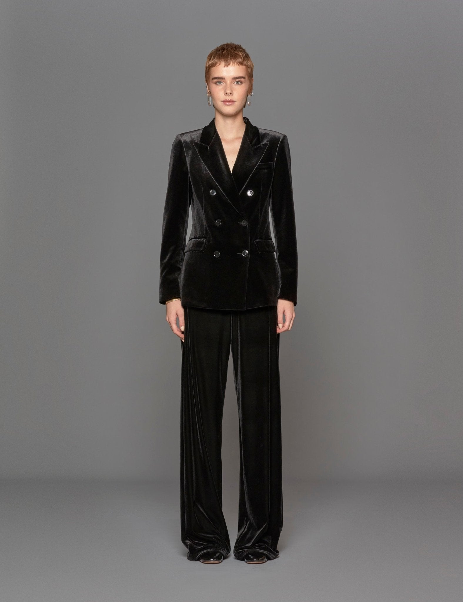 giacca doppiopetto velluto nero - blufrida - blazer