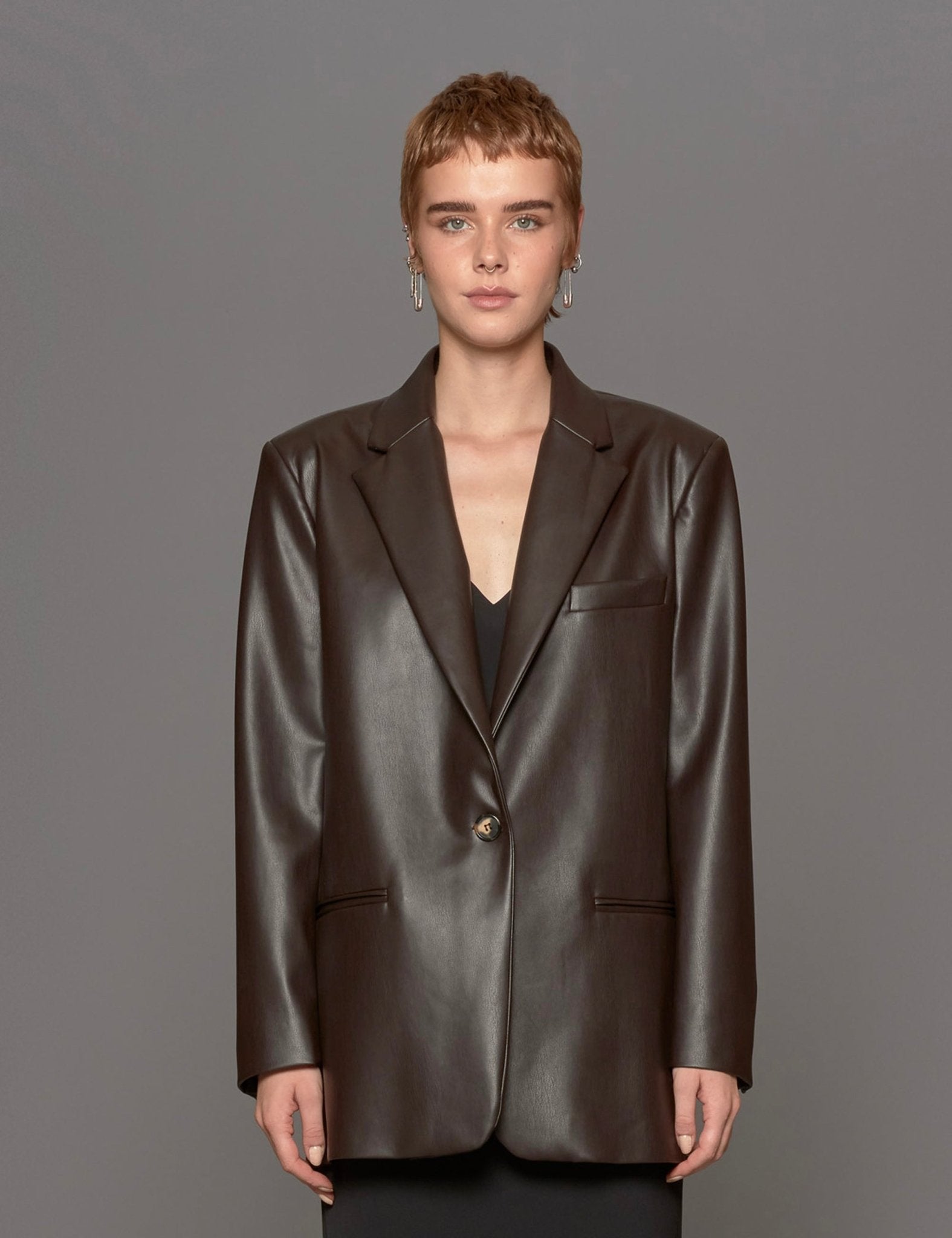 giacca ecopelle over moro - blufrida - blazer