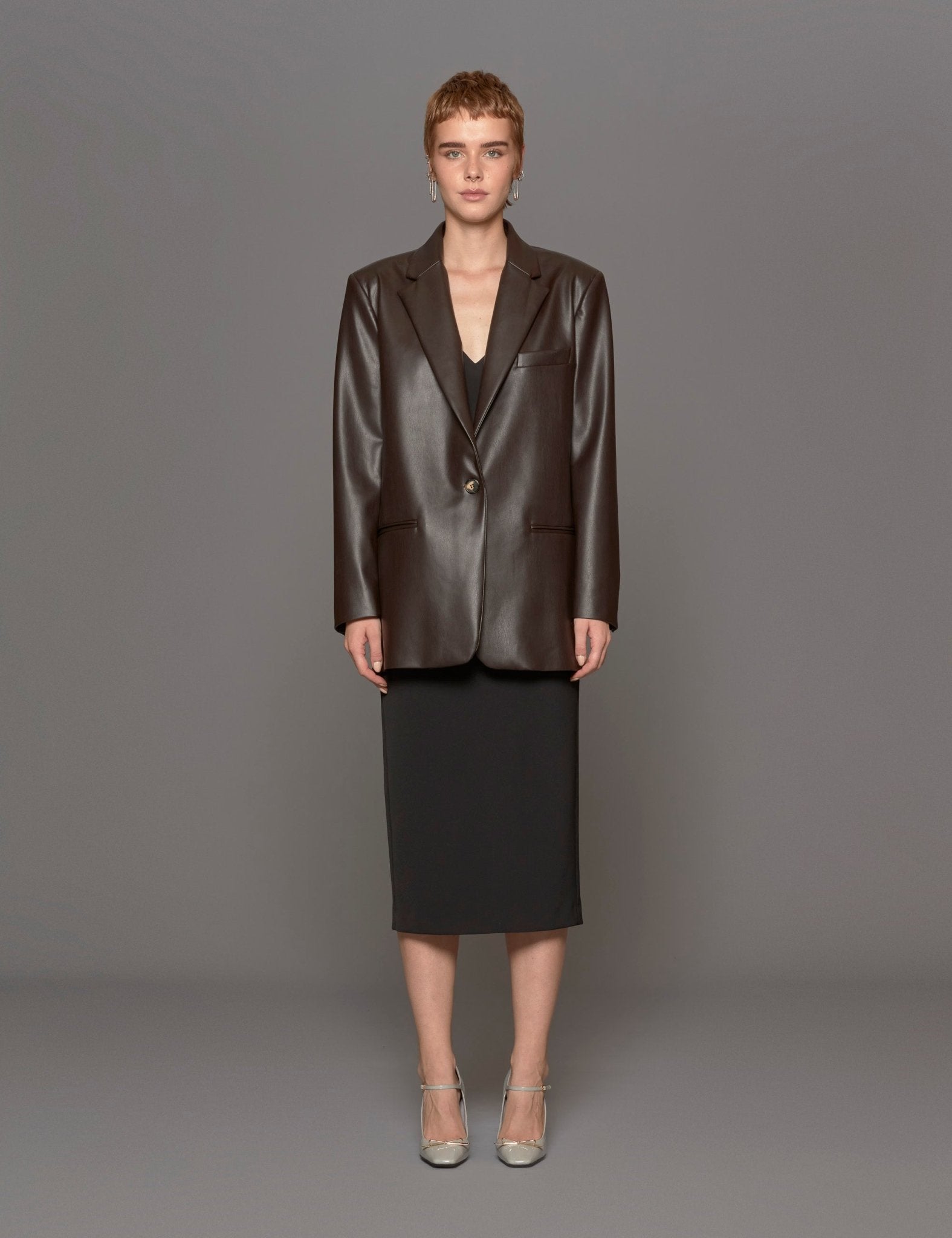 giacca ecopelle over moro - blufrida - blazer