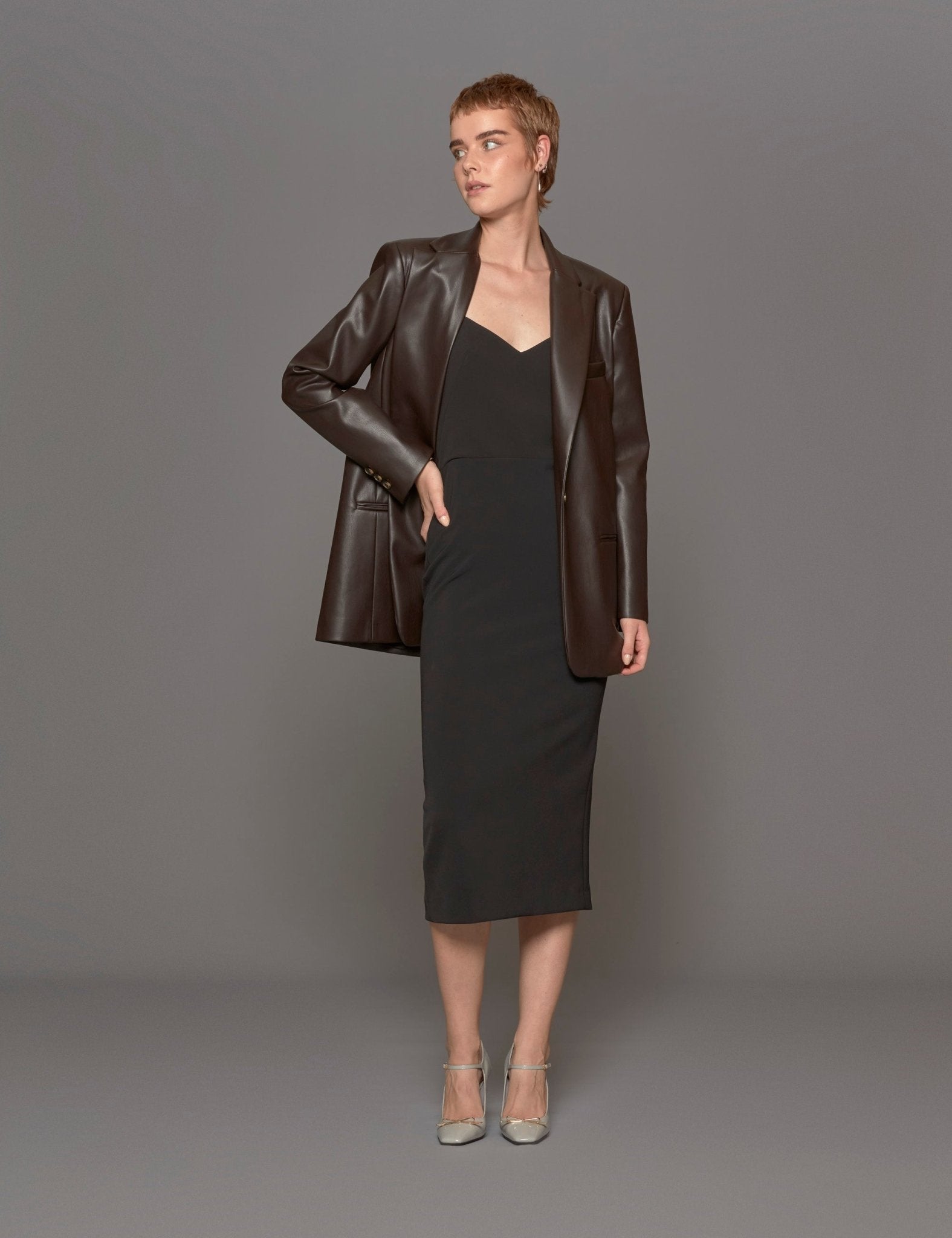 giacca ecopelle over moro - blufrida - blazer