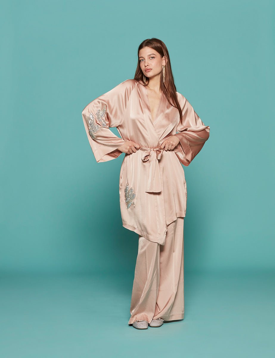 giacca kimono silk satin petalo - forte forte - giacca