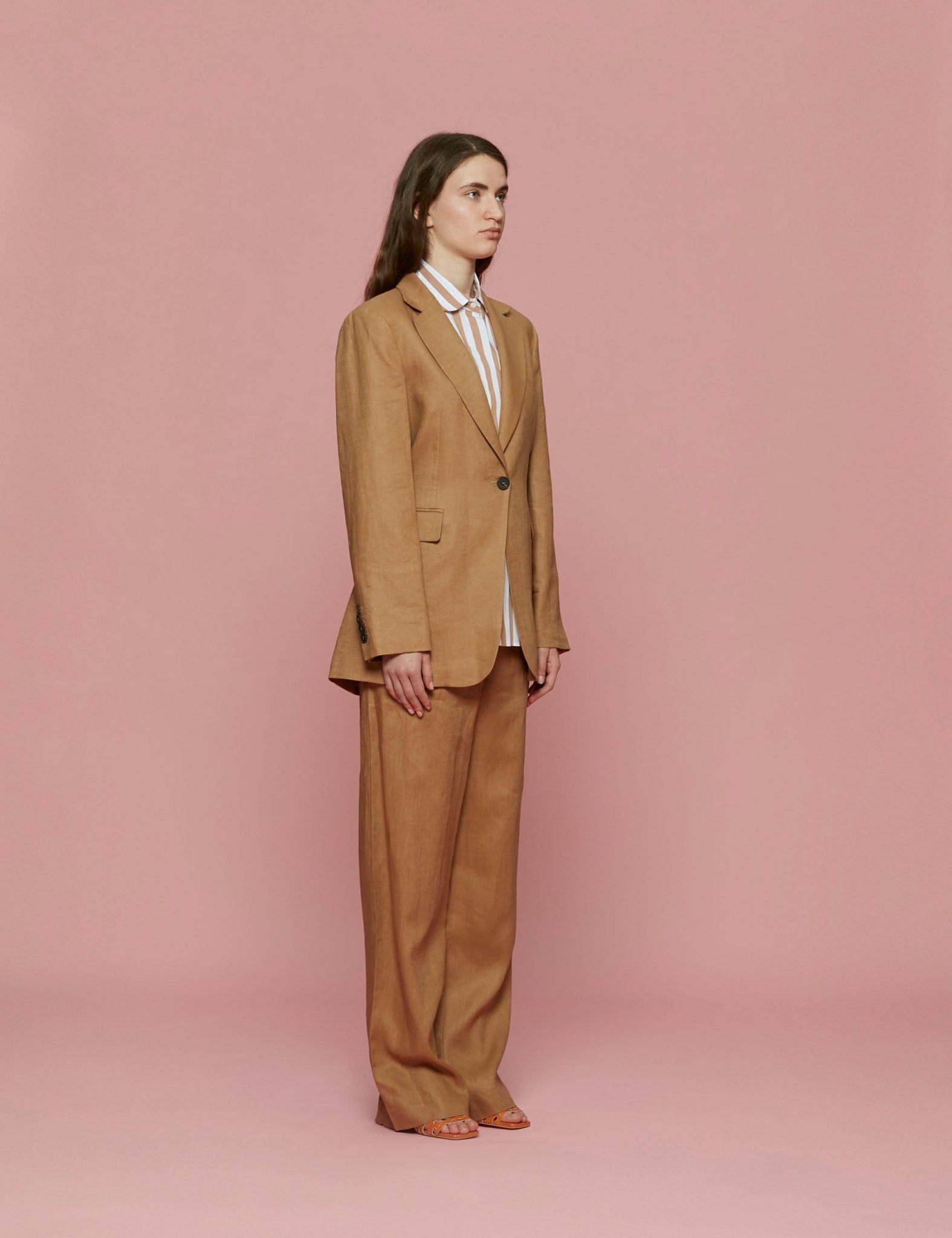 giacca lino over cammello - blufrida - blazer