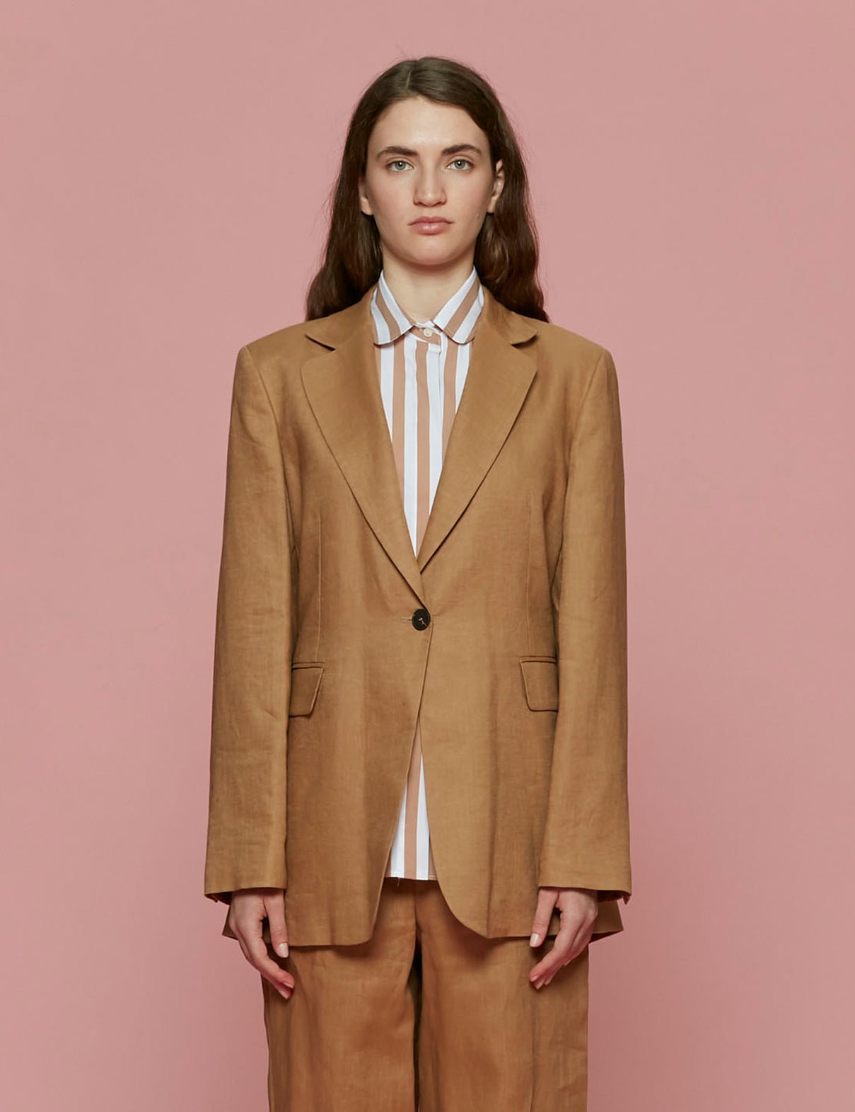 giacca lino over cammello - blufrida - blazer