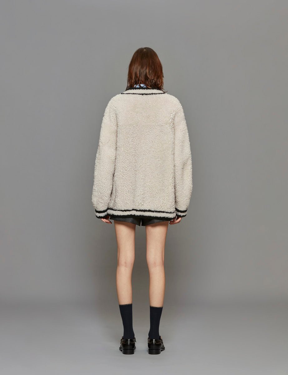 giacca merinillo boucle latte nero - blancha - giacca