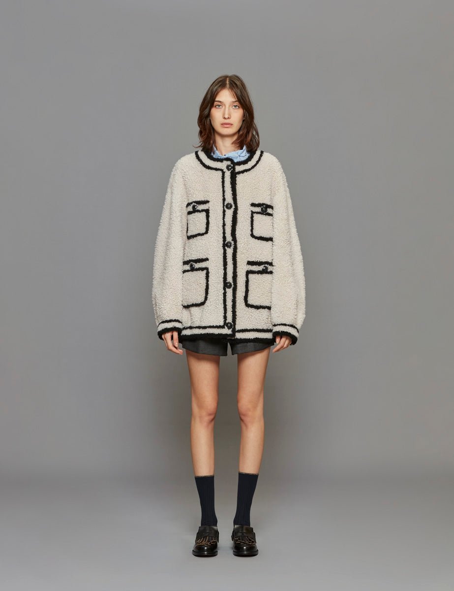 giacca merinillo boucle latte nero - blancha - giacca