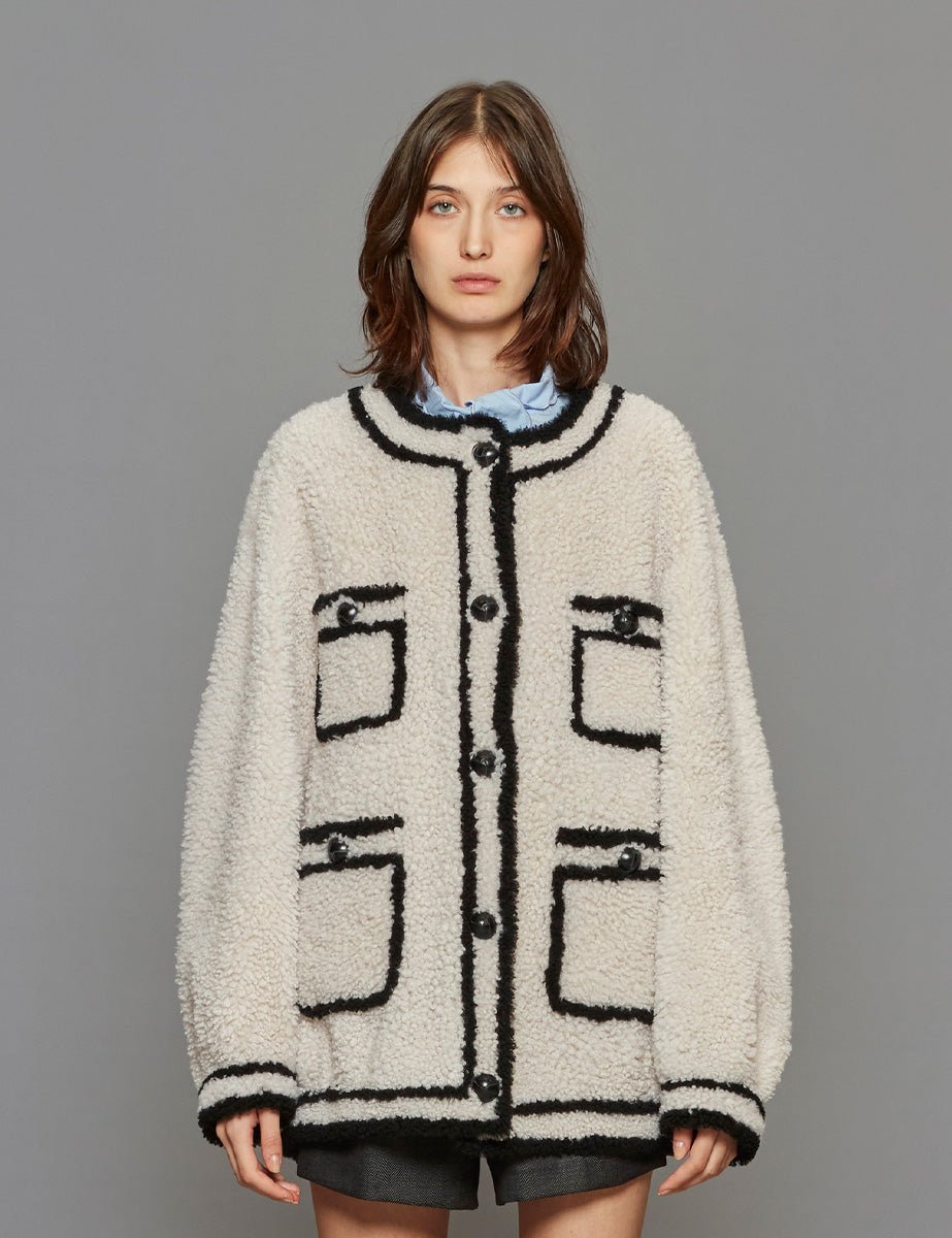 giacca merinillo boucle latte nero - blancha - giacca