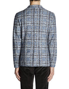 giacca monopetto fantasia quadri blu moro - bob - blazer