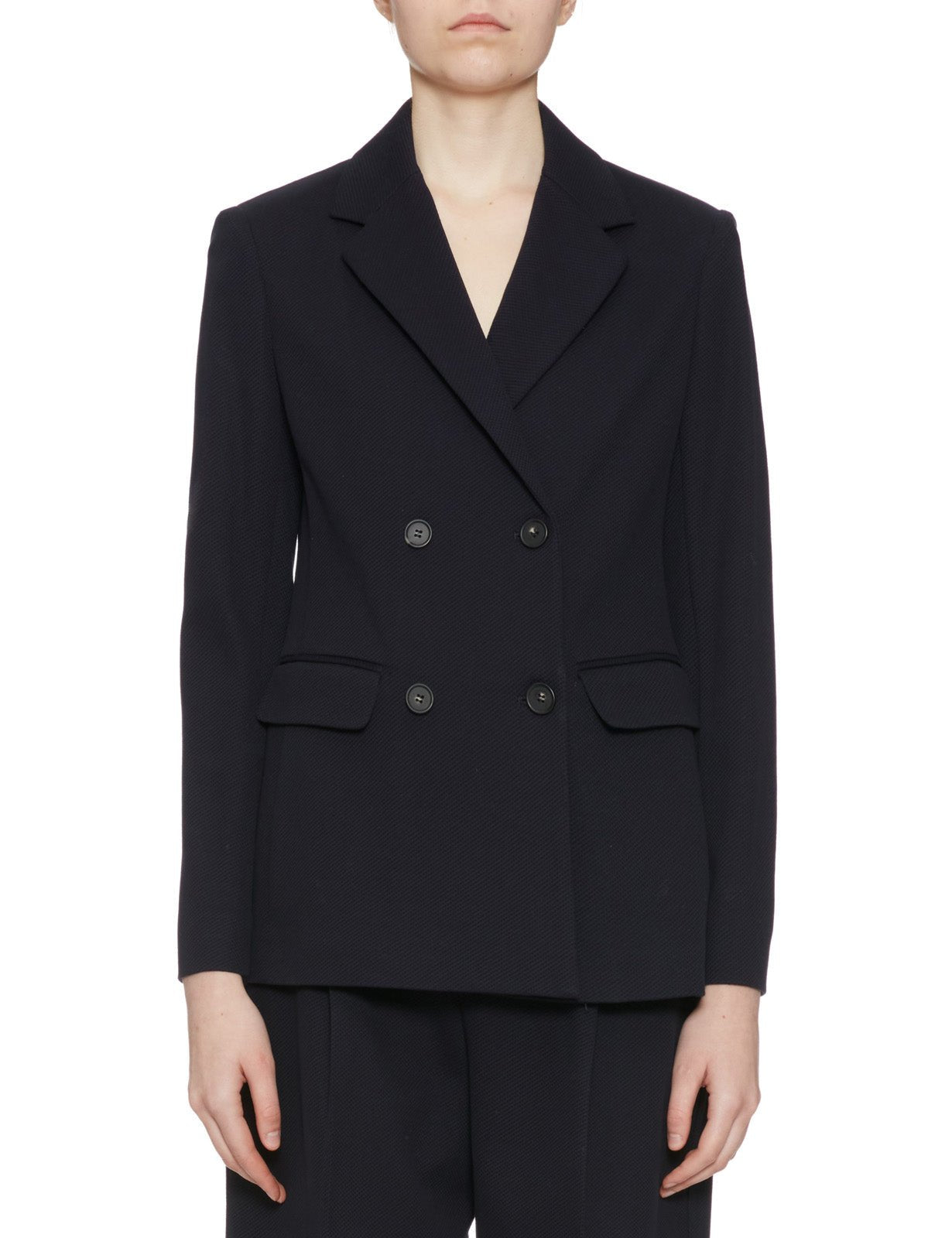 giacca piquet doppipetto blu - max mara - giacca