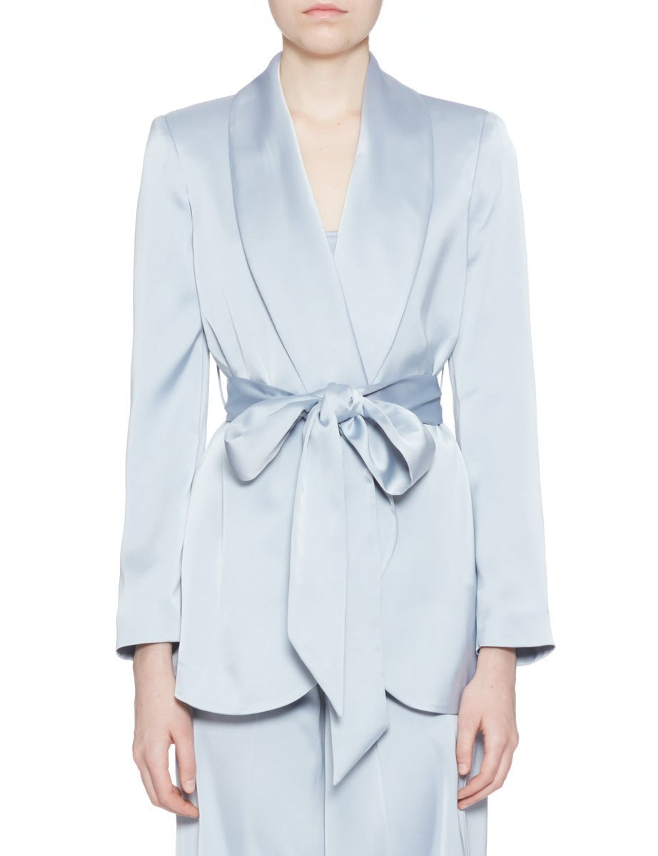 giacca sciallata cintura raso polvere - blufrida - giacca