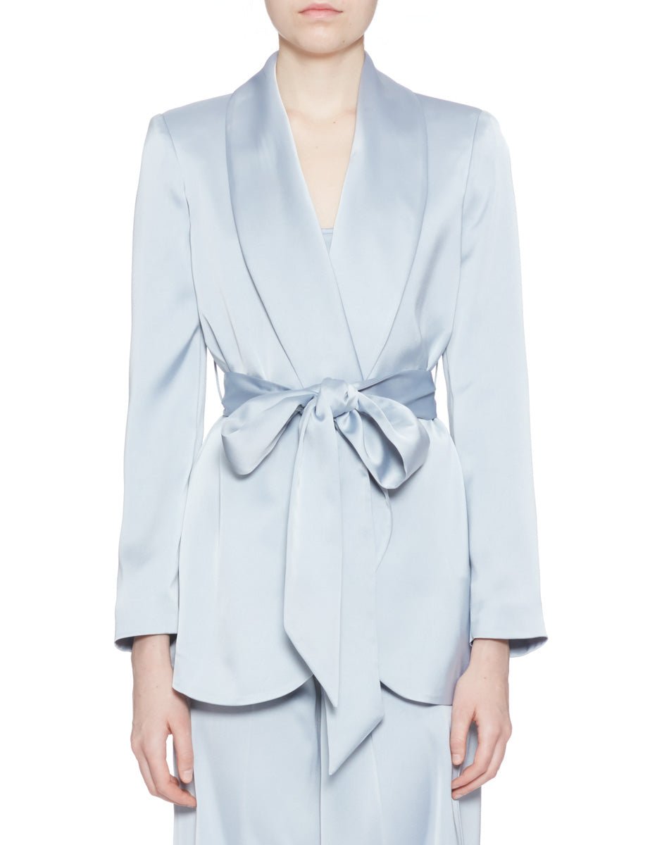 giacca sciallata cintura raso polvere - blufrida - giacca