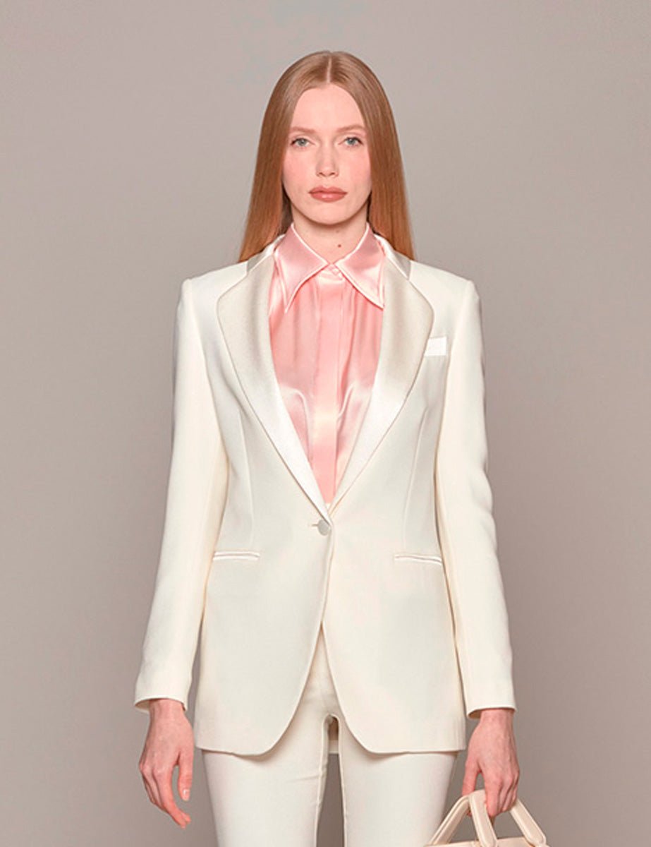giacca smoking bottone cady cream - hebe studio - blazer