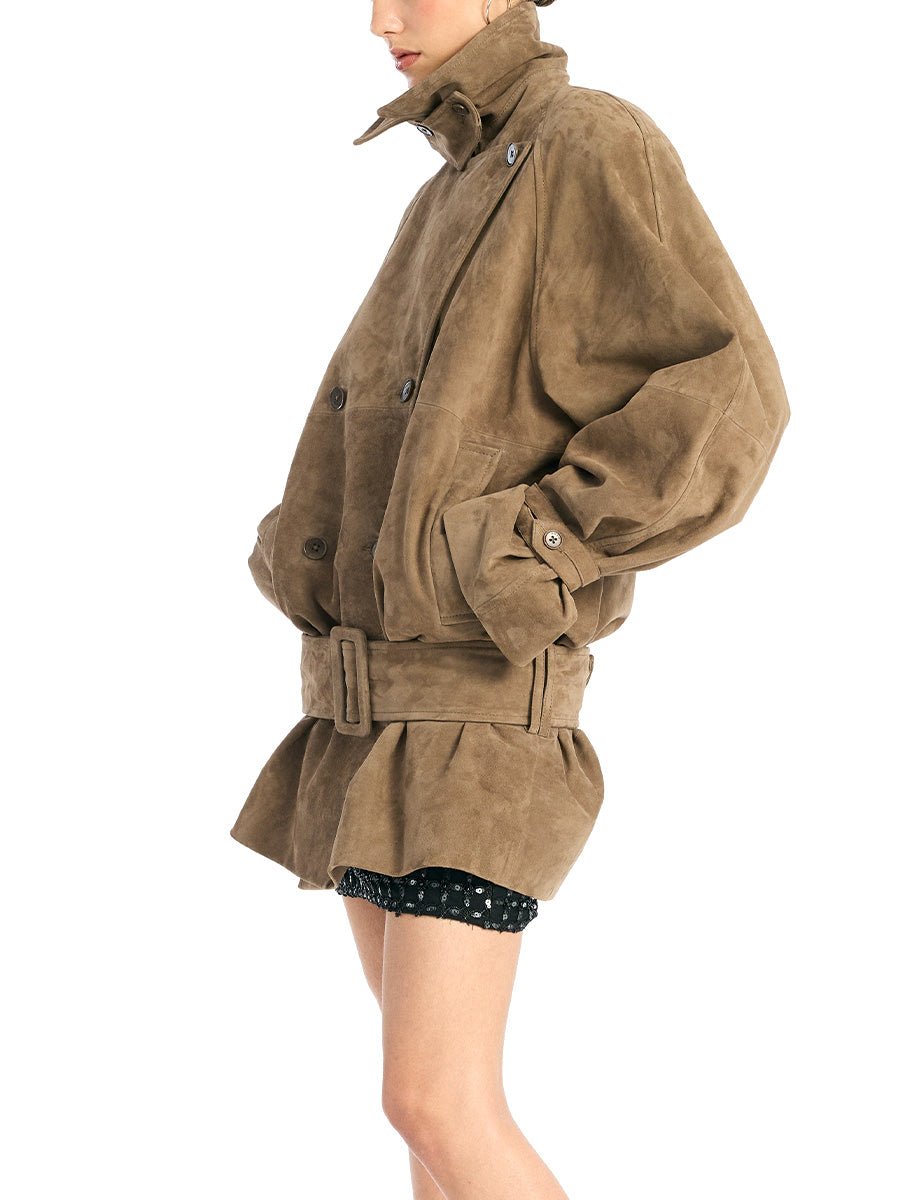 giacca suede oversize morel - rotate - giacca