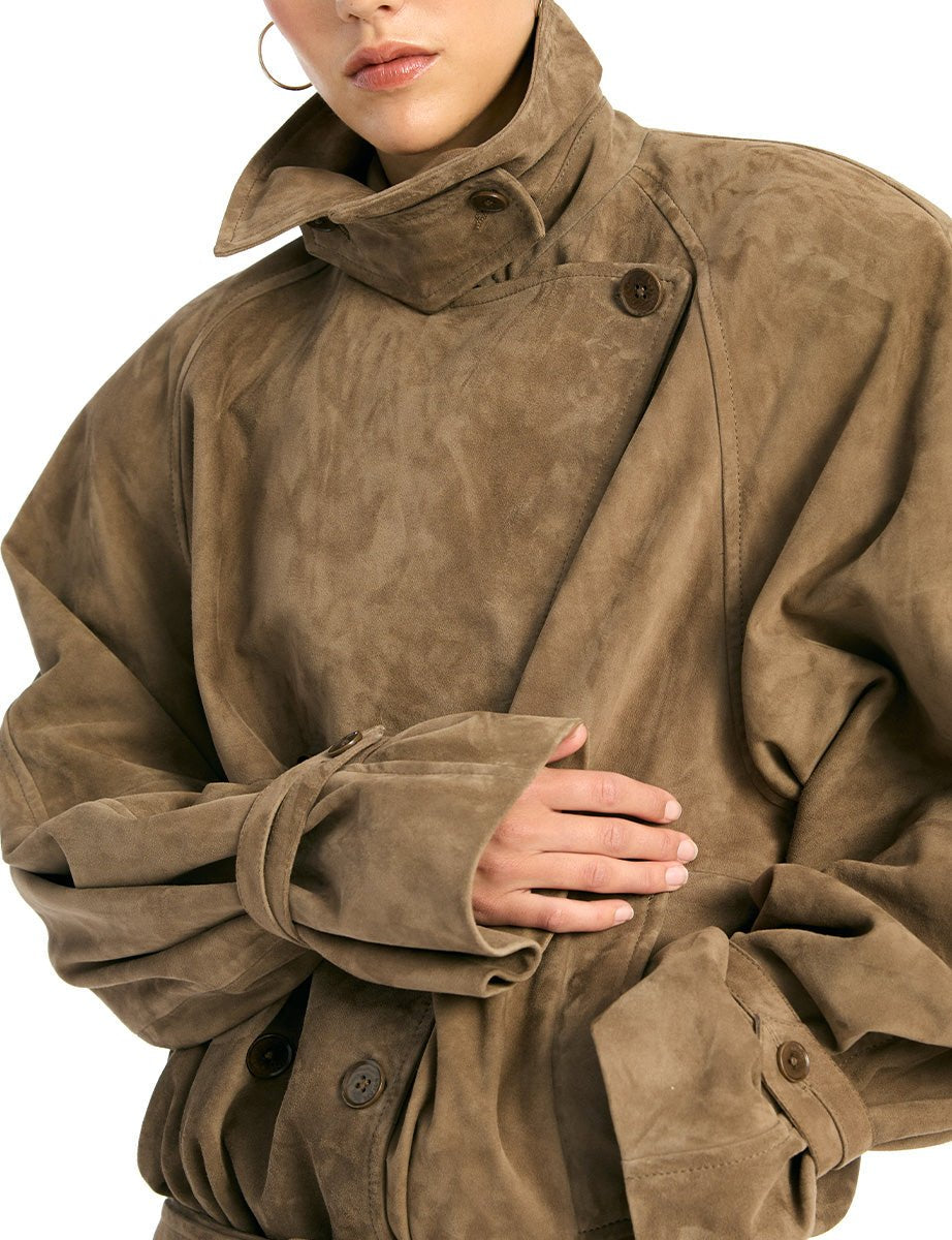 giacca suede oversize morel - rotate - giacca