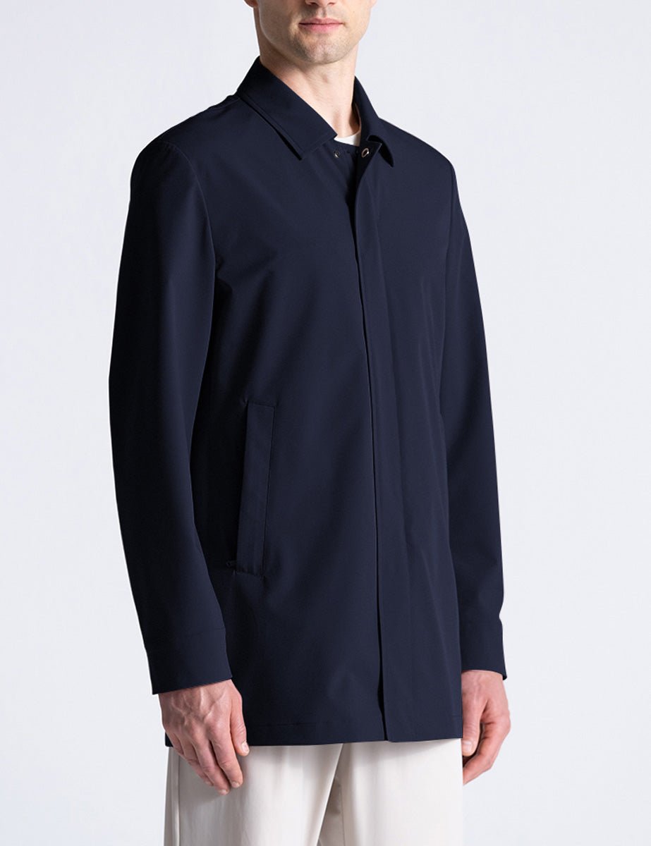 giacca tessuto tecnico nylon stretch blu - duno - giacca