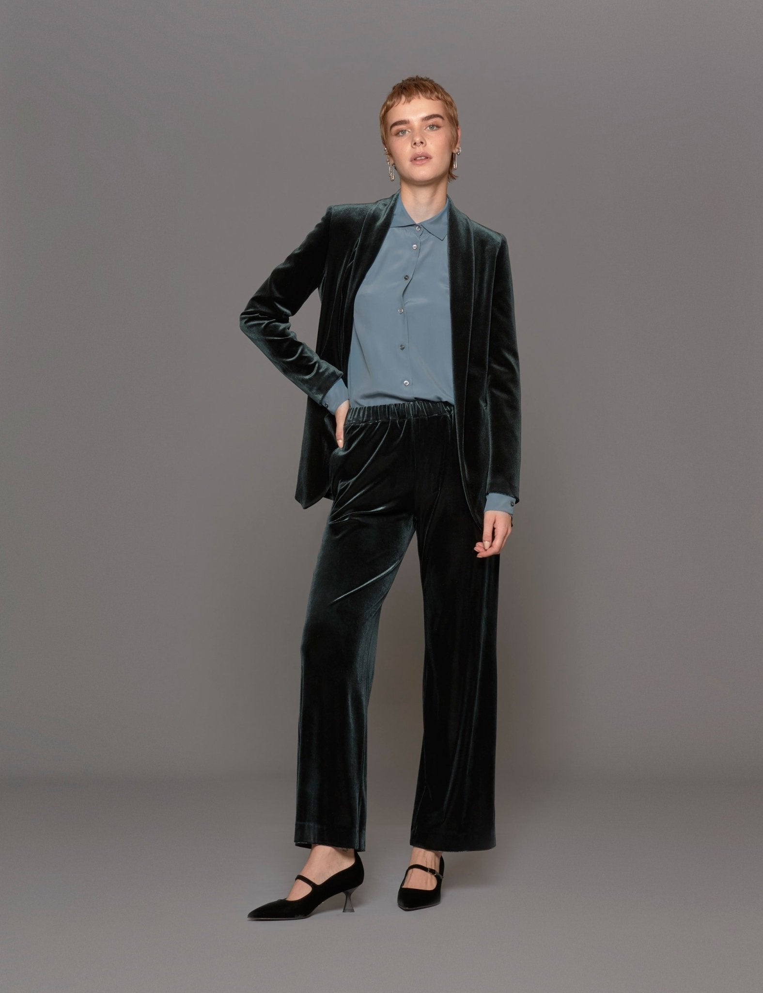 giacca velluto liscio verde - blufrida - blazer