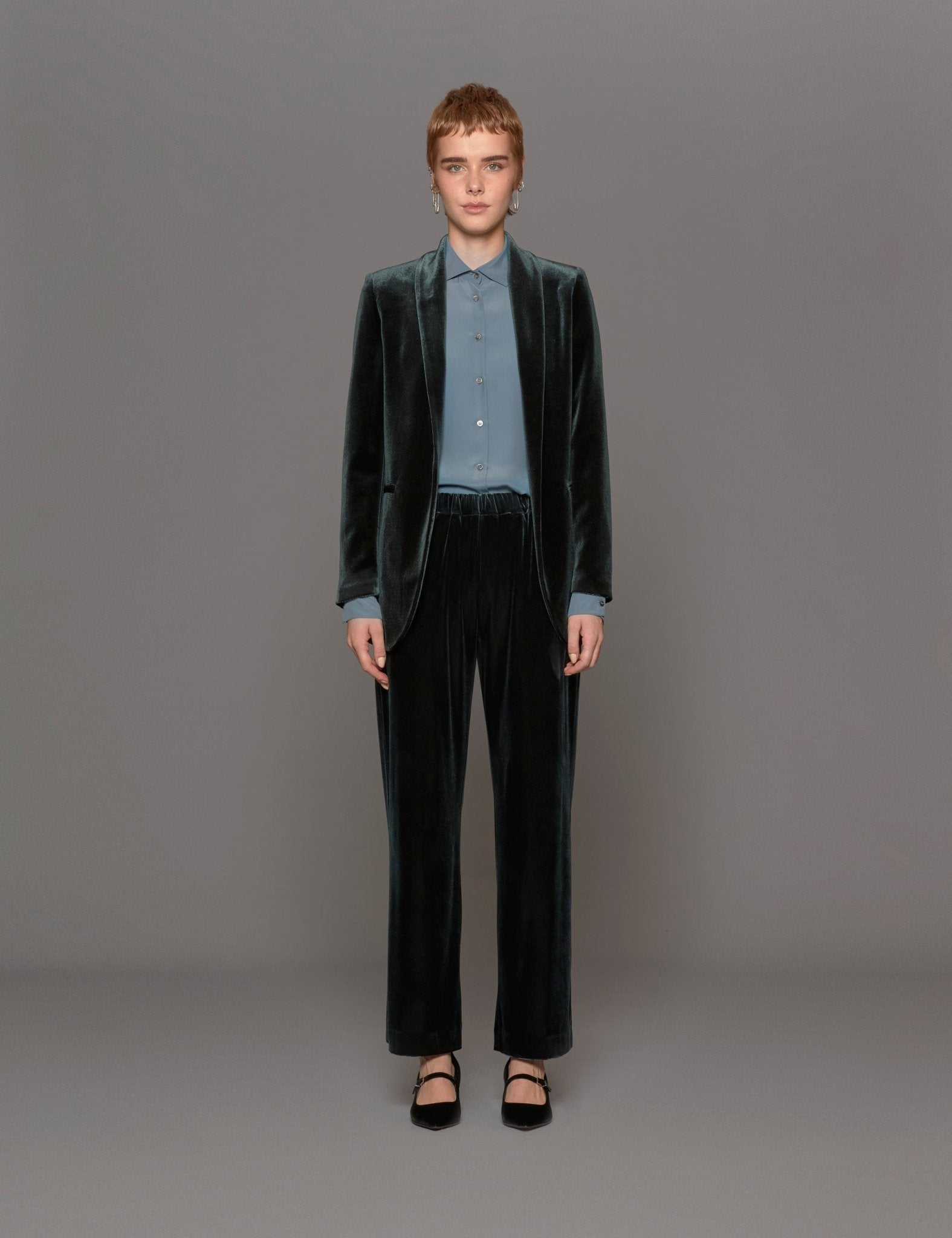 giacca velluto liscio verde - blufrida - blazer