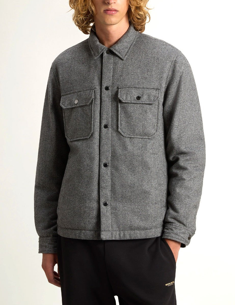 giacca wool check alaskan shiret grey - woolrich - giacca