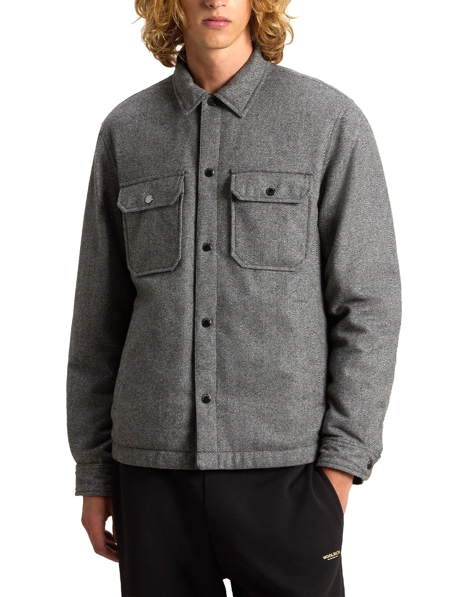 giacca wool check alaskan shiret grey - woolrich - giacca